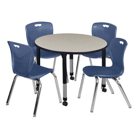 Regency Tables > Height Adjustable > Round Mobile Table & Chair Sets, 36 W, 36 L, 23-34 H, Maple TB36RNDPLAPCBK40NV